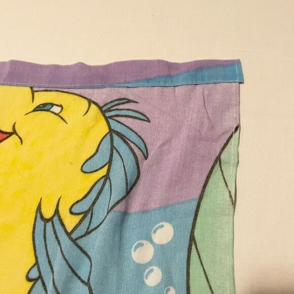 Vtg Disney The Little Mermaid Double Full Flat Sheet Ariel Flounder Sebastian - Picture 12 of 15
